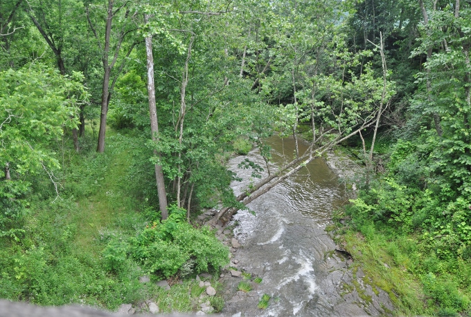 river under a Bradford County, PA covered bridge